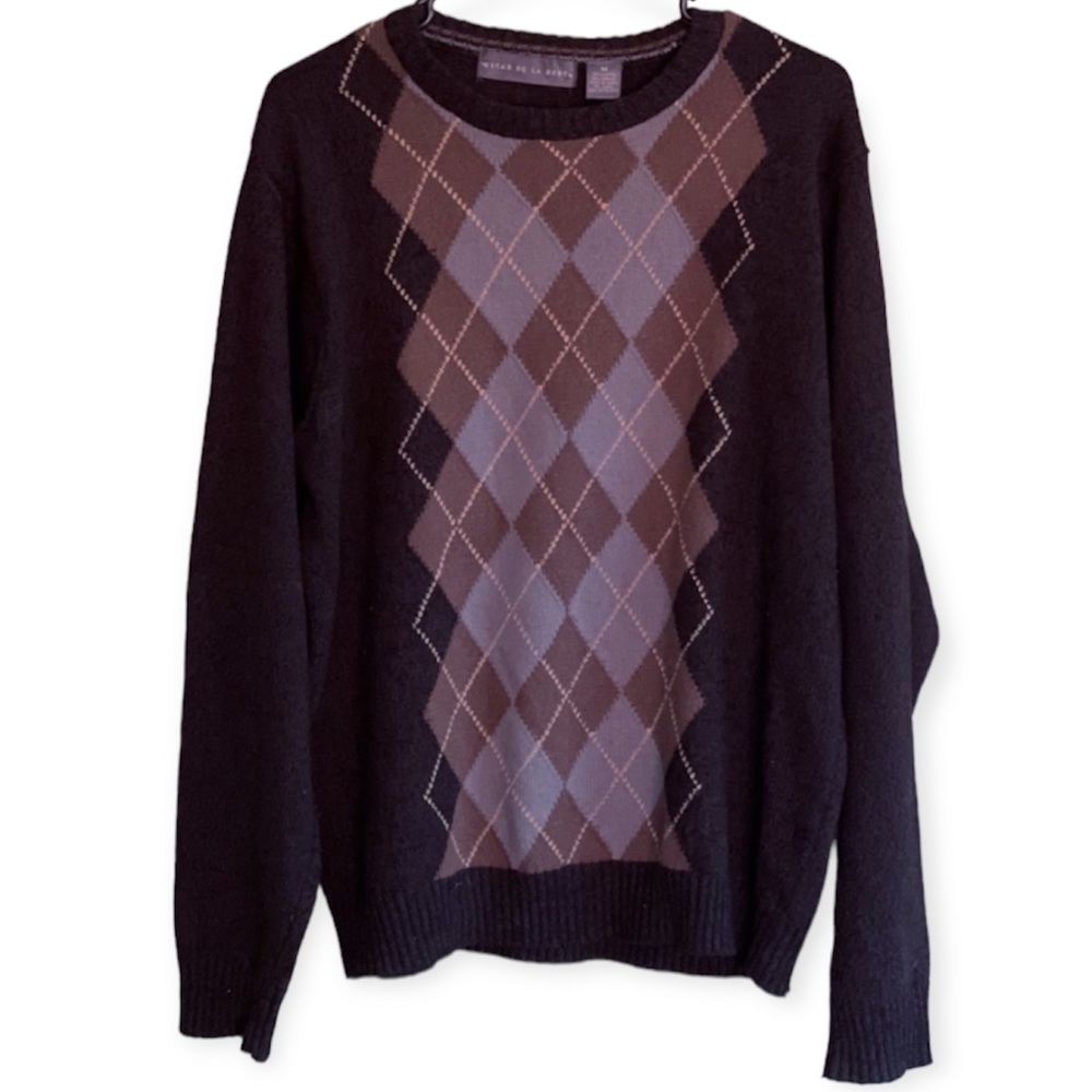 Oscar De La Renta Argyle Sweater Size Medium